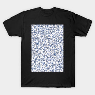 blue mosaic flowers pattern T-Shirt